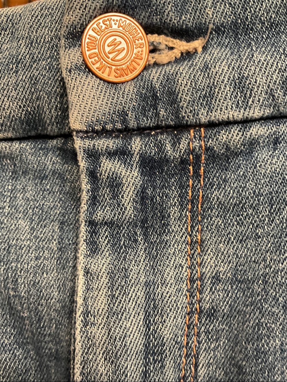 MOTHER Medium Blue Distressed Straight-Leg Jeans - Picture 4 of 8
